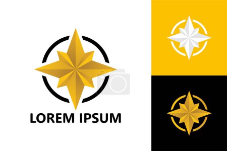 Illustration for Golden compass logo template design vector - Royalty Free Image