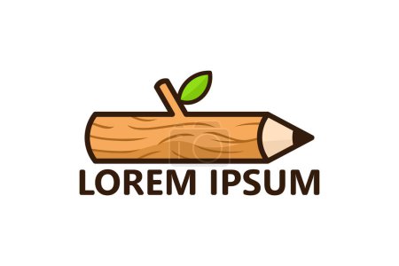 Ilustración de Pencil wood logo template design vector - Imagen libre de derechos