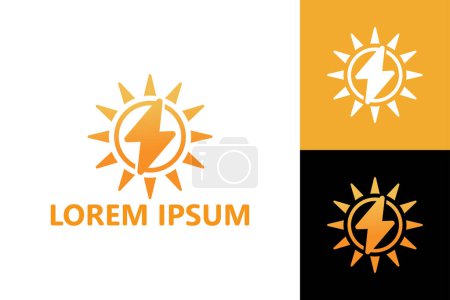 Téléchargez les illustrations : Solar energy, electric sun logo template design vector - en licence libre de droit