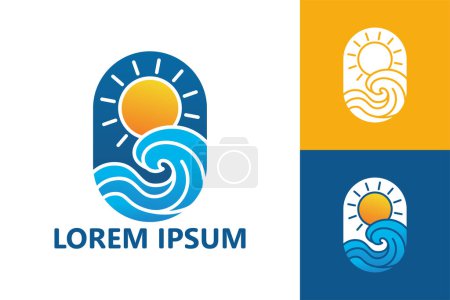 Illustration for Sun and ocean logo template design vector - Royalty Free Image