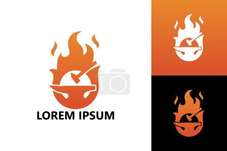Illustration for Blacksmith, fire iron logo template design vector - Royalty Free Image