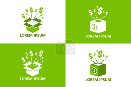 Téléchargez les illustrations : Ensemble de modèle de logo de boîte à argent vecteur de conception - en licence libre de droit