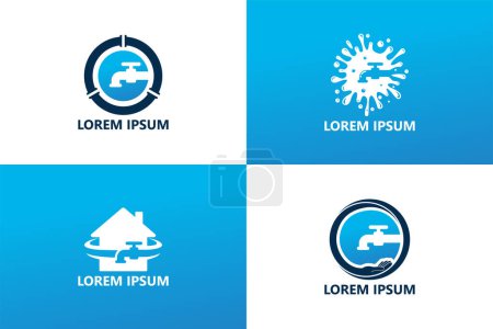 Illustration for Set of plumbing logo template design vector - Royalty Free Image
