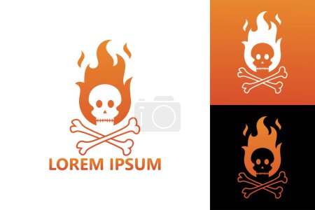 Ilustración de Incendio calavera logo plantilla diseño vector - Imagen libre de derechos