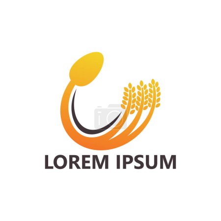 Téléchargez les illustrations : Modèle de logo alimentaire pour blé - en licence libre de droit