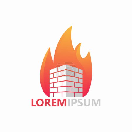 Téléchargez les illustrations : Modèle de logo feu brique design - en licence libre de droit