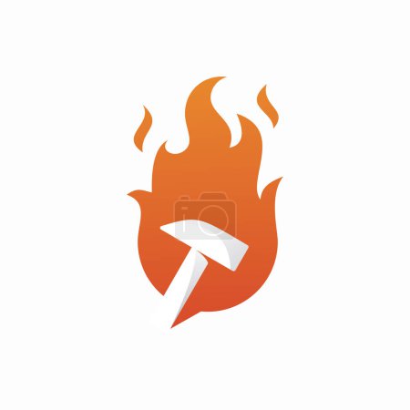 Téléchargez les illustrations : Modèle de logo de marteau de feu design - en licence libre de droit