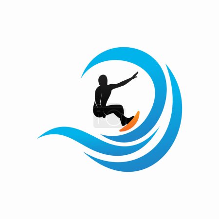 Téléchargez les illustrations : Modèle de logo Surfer homme - en licence libre de droit