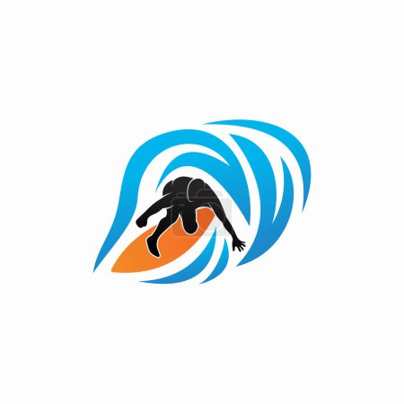 Illustration for Surfer man logo template design - Royalty Free Image