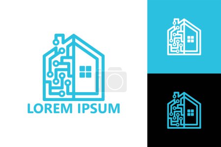 Illustration for House tech logo template design vector - Royalty Free Image