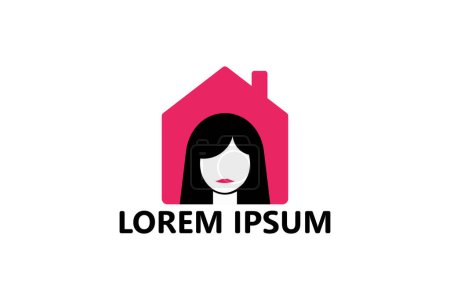 Illustration for Woman room house logo template design vector - Royalty Free Image
