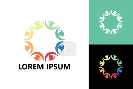 Téléchargez les illustrations : Modèle de logo de groupe d'étude coloré vecteur de conception - en licence libre de droit