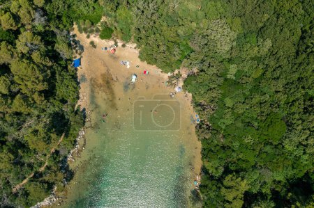 Téléchargez les photos : La plage dans la baie de Cifutna sur l'île de Rab, Croatie - en image libre de droit