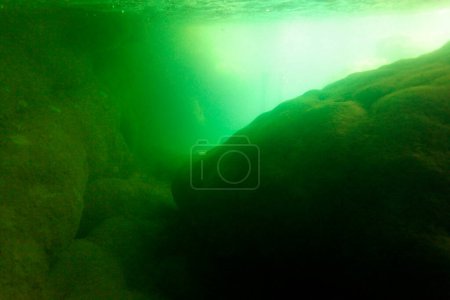 Téléchargez les photos : Vue sous-marine de la rivière Krupa avec rochers de tuf - en image libre de droit