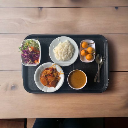 Téléchargez les photos : Menu de table d'hte sur la table en bois de la cafétéria - en image libre de droit