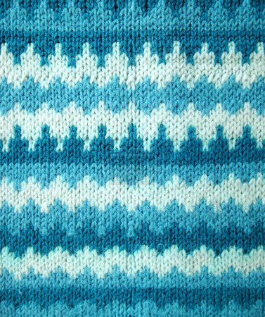 Photo for Knitted blue woolen pattern material - Royalty Free Image