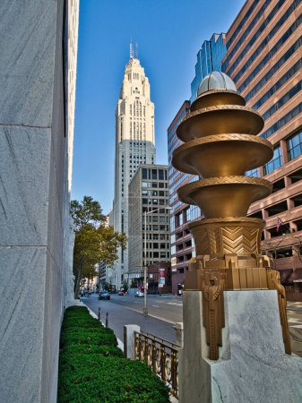 Photo for The LeVeque Tower in Columbus Ohio as seen from Supreme Court of Ohio Building in Downtown Columbus Oh - Royalty Free Image