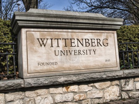 Photo for Sign for Wittenberg University in Springfield, Ohio , Clark county USA 2023 - Royalty Free Image