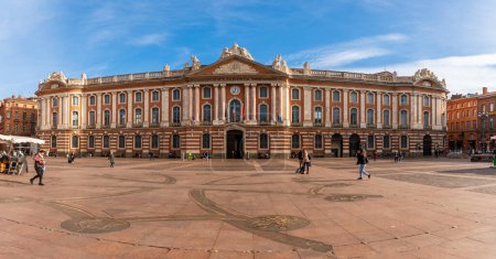 Photo for The Capitol and the Occitan cross in the square of the same name, on a winter day in Toulouse, Occitanie, France - Royalty Free Image
