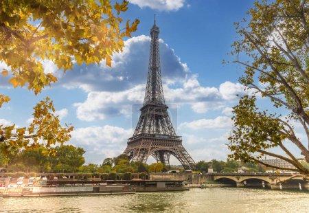 Photo for The Eiffel Tower on the banks of the Seine in autumn in Paris, France - Royalty Free Image