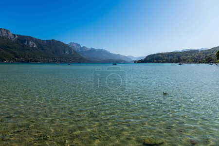 Photo for Magnificent panorama from the banks of the lake, in Annecy, Haute-Savoie, France - Royalty Free Image