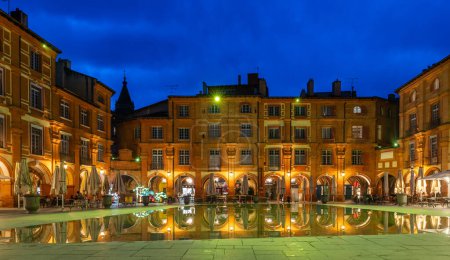 Photo for Place Nationale at night in Montauban in Tarn et Garonne, Occitanie, France - Royalty Free Image