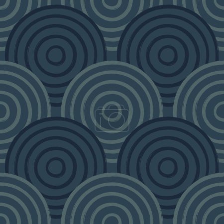 Patrón sin costuras con espirales decorativas de color azul oscuro