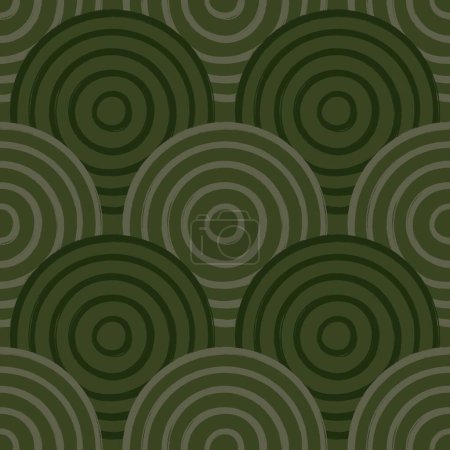 Seamless pattern with dark green decorative spirals