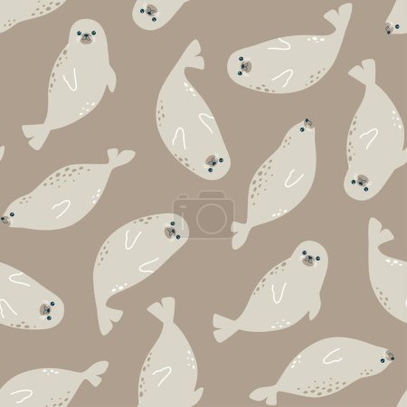 Photo for Vector seamless pattern with cute fur seals - Royalty Free Image