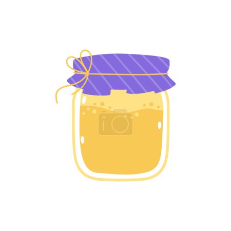 Photo for Honey in a glass jar. Cute cartoon print in pastel colors. Vector element isolated on white background - Royalty Free Image