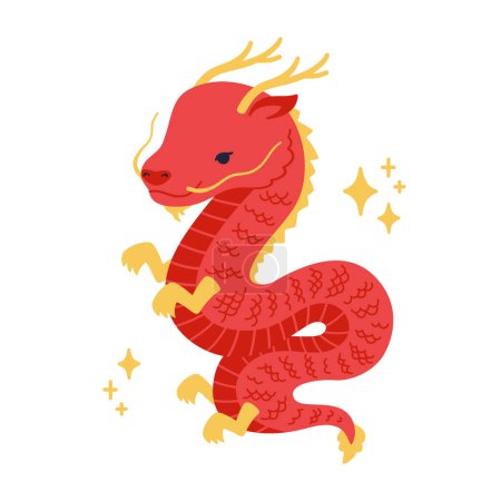 Photo for Cute red chinese dragon vector character isolated on white background - Royalty Free Image