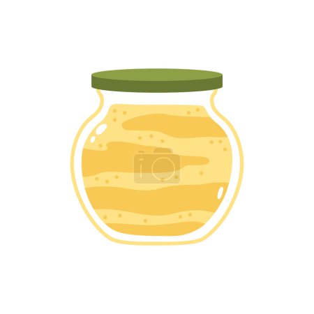 Photo for Honey in a glass jar. Cute cartoon print in pastel colors. Vector element isolated on white background - Royalty Free Image