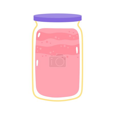 Photo for Jam in a glass jar. Cute cartoon print in pastel colors. Vector sweet dessert isolated on white background - Royalty Free Image