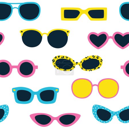 Photo for Vector seamless pattern with sunglasses on a white background - Royalty Free Image
