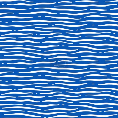 Photo for Vector seamless wavy blue monochrome pattern. Abstract linear sea waves - Royalty Free Image