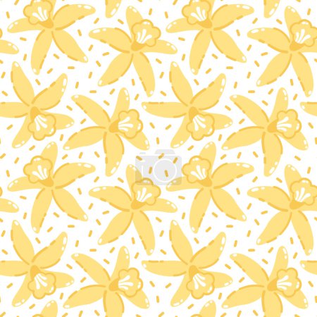 Photo for Vector seamless pattern with yellow vanilla flowers on a white background - Royalty Free Image