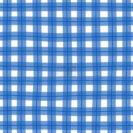 Photo for Vector checkered tablecloth blue monochrome seamless pattern. Kawaii background - Royalty Free Image