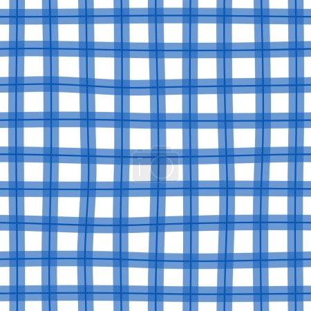 Photo for Vector checkered tablecloth blue monochrome seamless pattern. Kawaii background - Royalty Free Image