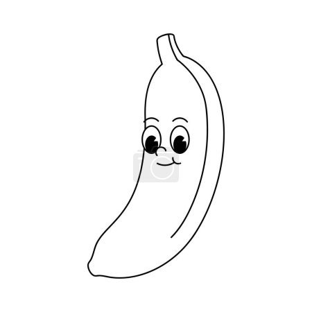 Photo for Vector cartoon retro mascot monochrome illustration of banana. Vintage style 30s, 40s, 50s old animation. The clipart is isolated on a white background. - Royalty Free Image