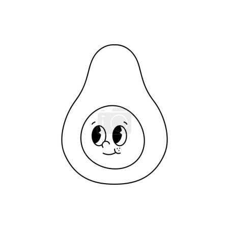 Photo for Vector cartoon retro mascot monochrome illustration of avocado. Vintage style 30s, 40s, 50s old animation. The clipart is isolated on a white background. - Royalty Free Image