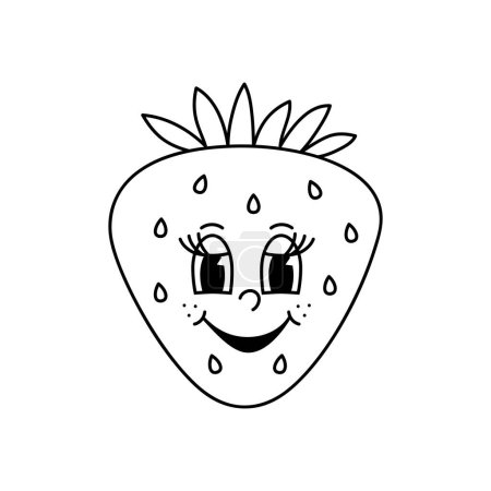 Photo for Vector cartoon retro mascot monochrome illustration of strawberry. Vintage style 30s, 40s, 50s old animation. The clipart is isolated on a white background. - Royalty Free Image