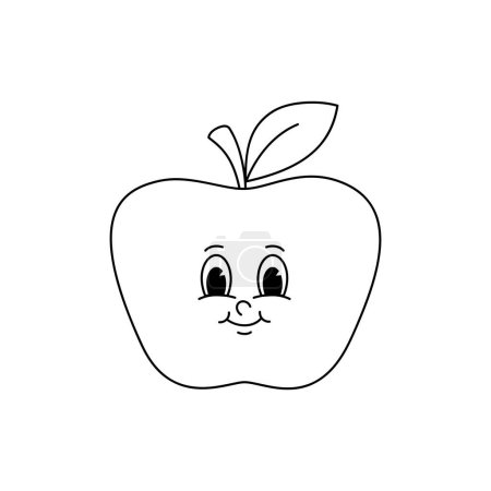 Photo for Vector cartoon retro mascot monochrome illustration of apple. Vintage style 30s, 40s, 50s old animation. The clipart is isolated on a white background. - Royalty Free Image