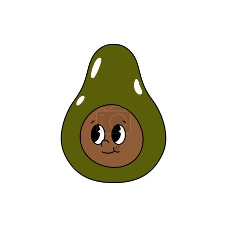 Photo for Vector cartoon retro mascot color illustration of avocado. Vintage style 30s, 40s, 50s old animation. The clipart is isolated on a white background. - Royalty Free Image