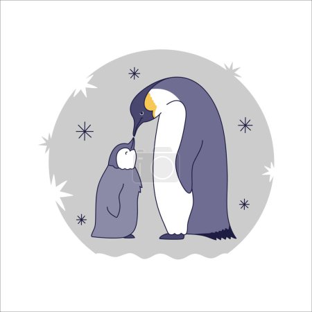 Illustration for Vector illustration of cute characters penguin mom and baby. Isolated on white background. Mother's day print. - Royalty Free Image