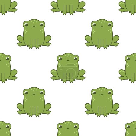 Photo for Vector seamless pattern with a cute frog on a white background. Animal character illustration hand drawn - Royalty Free Image