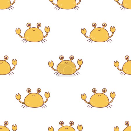 Photo for Vector seamless pattern with cute crab on a white background. Animal character illustration hand drawn. - Royalty Free Image
