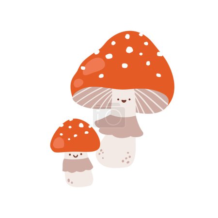 Photo for Cute fly agaric mushroom vector character. Illustration isolated on white background - Royalty Free Image