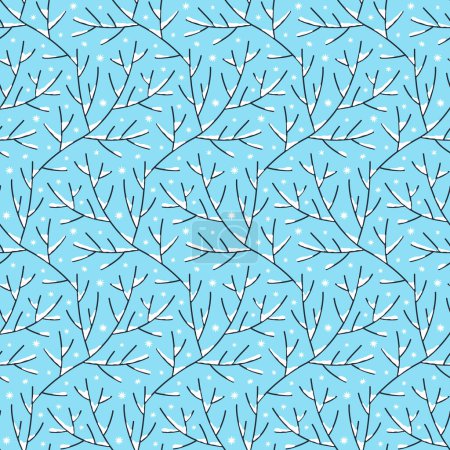 Photo for Vector seamless pattern with snow-covered tree branches on a blue background - Royalty Free Image