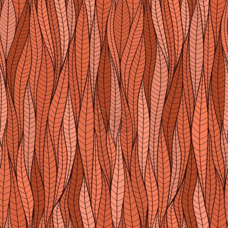Photo for Vector seamless pattern trending color of the year 2024 peach fuzz. Abstract geometry with leaves - Royalty Free Image