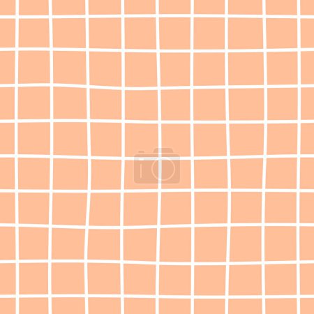 Photo for Vector kawaii checkered monochrome seamless pattern. Trendy color of 2024 Peach Fuzz. Imitation mosaic - Royalty Free Image